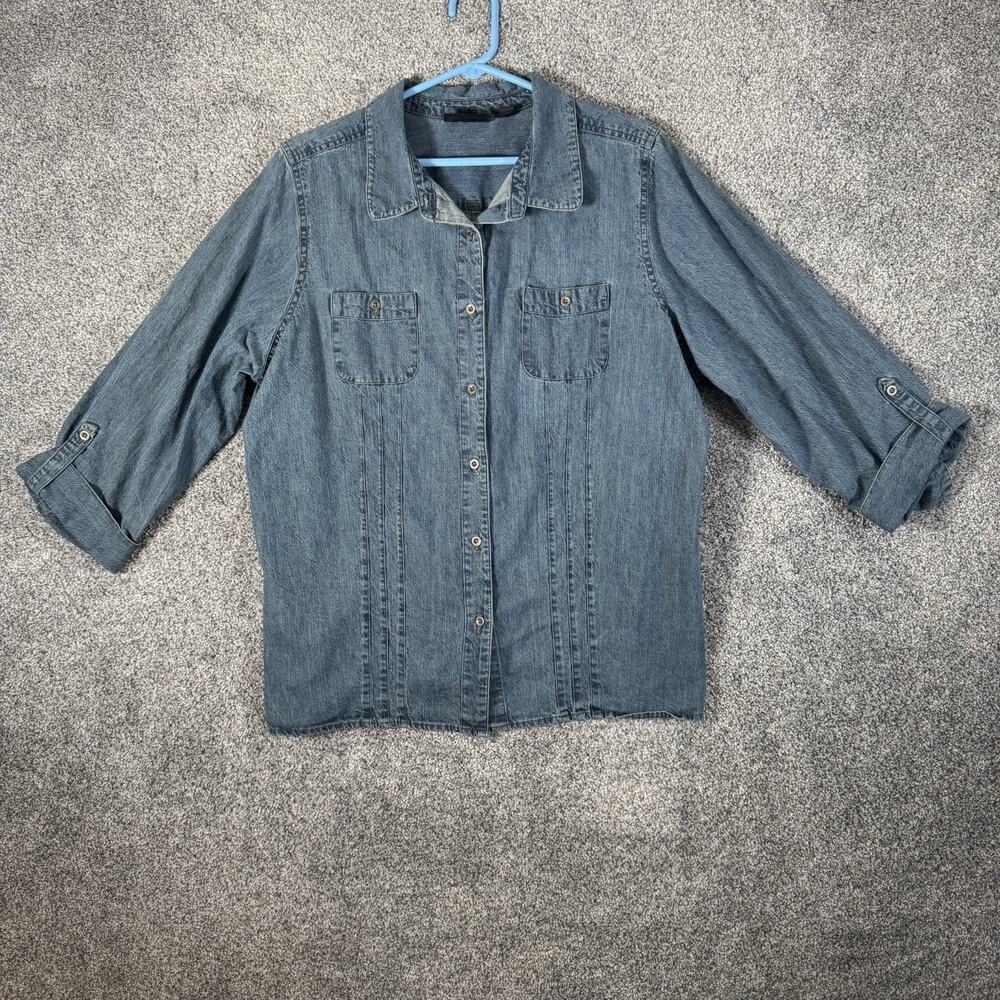 Avenue Button Up Shirt 18/20 Denim Mom Chic Grandmacore Cottagecore Cowgirl